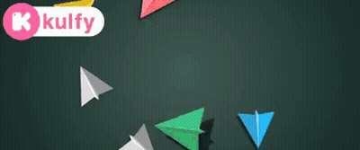 Colorful Paper Planes Flying With K Kulfy Logo GIF