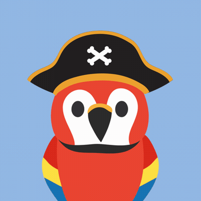 Colorful Parrot In Pirate Hat With Crossbones GIF