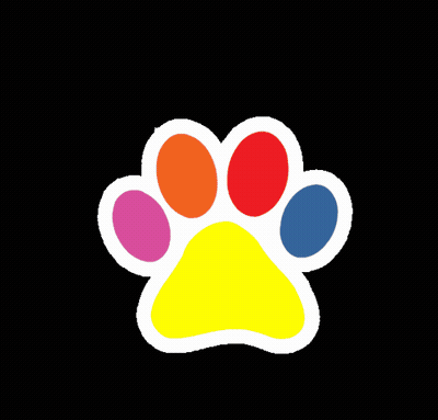 Colorful Paw Print Saying Py Hunting GIF