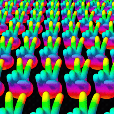 Colorful Peace Signs Lined Up On Black GIF