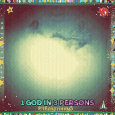 Colorful Picture Frame Saying 1 God In 3 Persons GIF