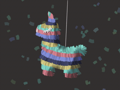 Colorful Piñata Hanging With Confetti GIF