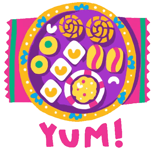Colorful Plate Of Food With Yum Sticker