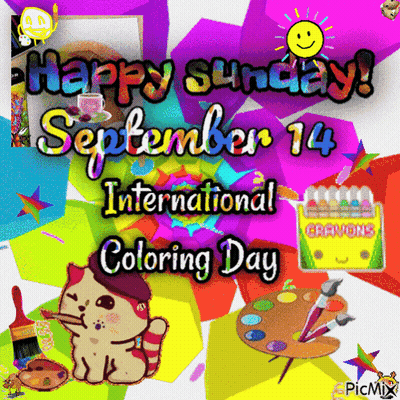Colorful Poster Says Happy Sunday September 14 GIF