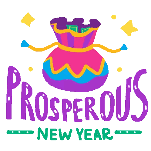 Colorful Purse With Prosperous New Year Sticker