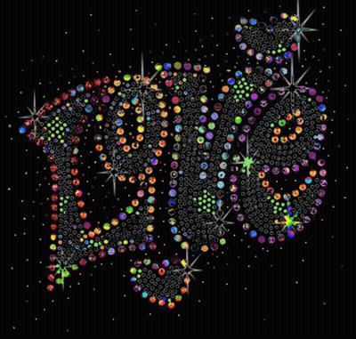 Colorful Rhinestones On A Black Background In The Shape Of A Snake GIF