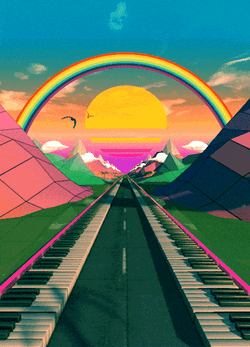 Colorful Road Rainbow Ahead GIF