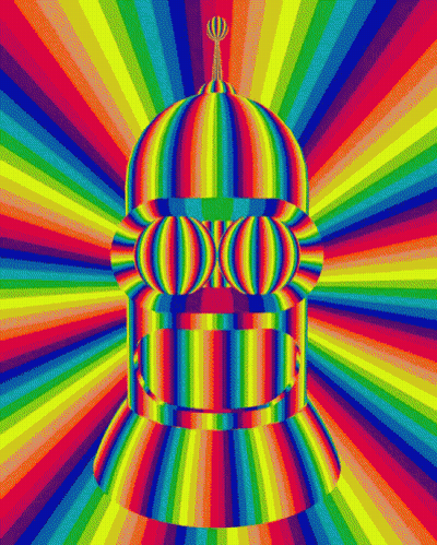 Colorful Robot Optical Illusion Rainbow Background GIF