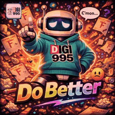 Colorful Robot Wearing Digi 995 Hoodie GIF