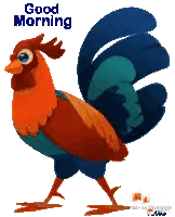 Colorful Rooster Good Morning Sticker
