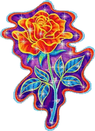 Colorful Rose With Blue Leaves Sticker