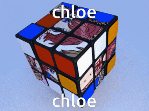 Colorful Rubik's Cube With Chloe Written On It GIF