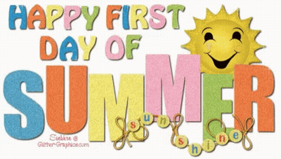 Colorful Sign Happy First Day Of Summer Smiling Sun GIF