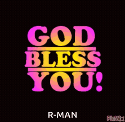 Colorful Sign Saying God Bless You R-Man GIF