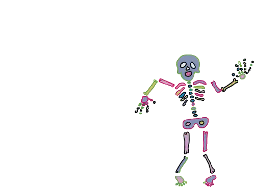 Colorful Skeleton Drawing With B Sticker