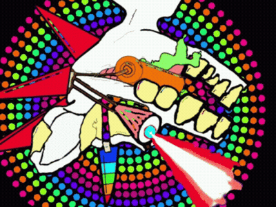 Colorful Skull With Rainbow Background GIF