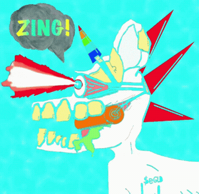 Colorful Skull With Zing Speech Bubble GIF