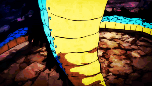 Colorful Snake Tail With Blue And Yellow Markings GIF