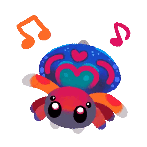Colorful Spider Surrounded By Music Notes Sticker