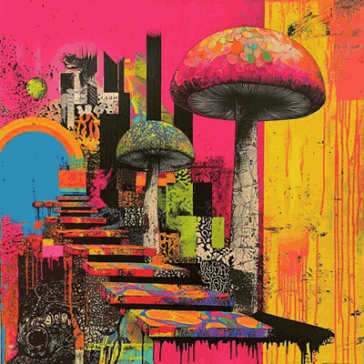 Colorful Stairs And Mushrooms With NC GIF