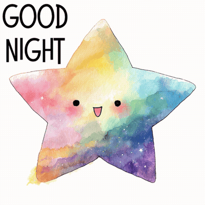 Colorful Star With Face Good Night GIF