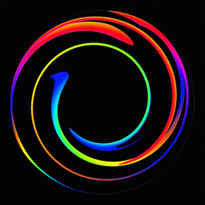 Colorful Swirl With Blue Arrow on Black