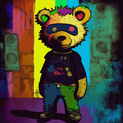 Colorful Teddy Bear Wearing R9 Shirt GIF