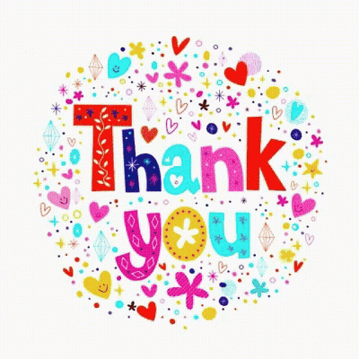 Colorful Thank You Card With Hearts Flowers And Stars GIF