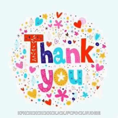 Colorful Thank You Card With Hearts Stars Flowers GIF