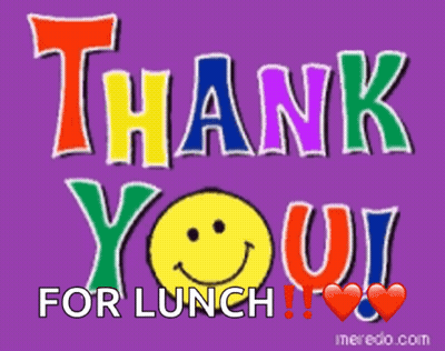 Colorful Thank You For Lunch Sign With Smiling Face GIF