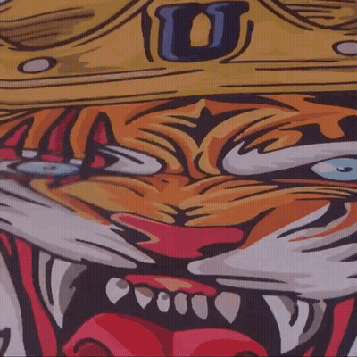 Colorful Tiger Drawing With Crown GIF