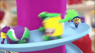 Colorful Toys On Blue And Purple Carousel GIF
