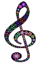 Colorful Treble Clef With Peace Signs And Flowers Sticker