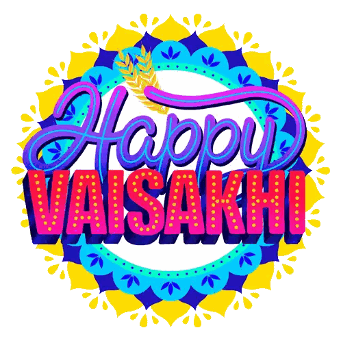 Colorful Vaisakhi Sign In Pink Sticker