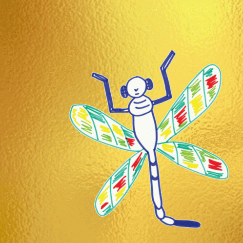 Colorful Winged Dragonfly GIF
