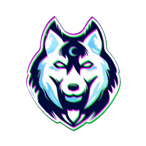 Colorful Wolf Head With Crescent Moon Sticker