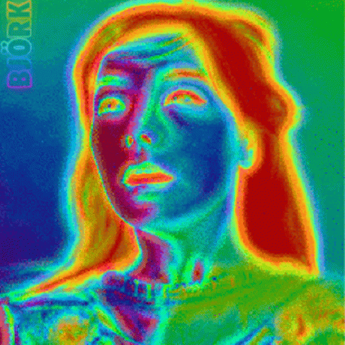 Colorful Woman's Face Saying Bork GIF