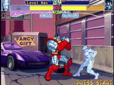 Colossus And Iceman Fighting GIF