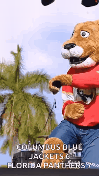 Columbus Blue Jackets Mascot Riding On Truck GIF