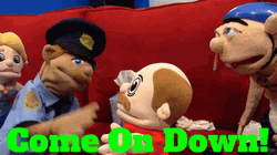 Come On Down Puppet Officer GIF