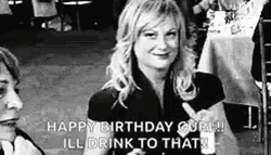 Comedian Amy Poehler Drunk Happy Birthday Drinks  GIF