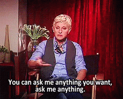 Comedian Ellen DeGeneres Any Questions For Me  GIF