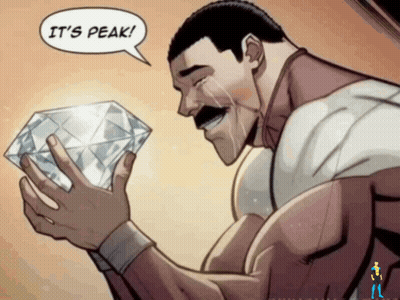 Comic Book Character Holding Diamond Saying Peak GIF