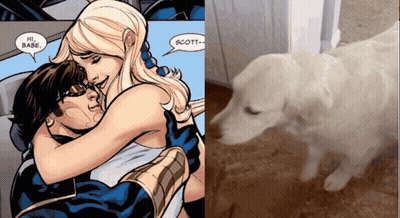 Comic Book Character Hugging Saying Hi Babe GIF