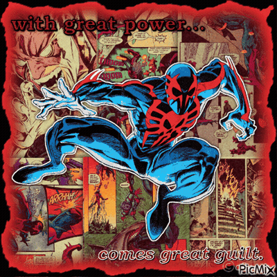 Comic Book Character With Great Power Comes Great Guilt GIF