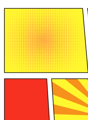 Comic Book Page With Yellow And Orange Stripes And Dots GIF