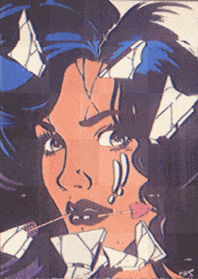 Comic Book Woman With Broken Heart In Mouth GIF