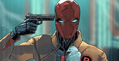 Comic Character Holding Gun To Head With Letter R GIF