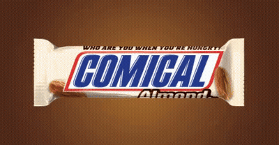 Comical Almond Snickers Bar With Nuts GIF