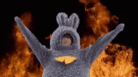 Community Fire Bunny Costume GIF